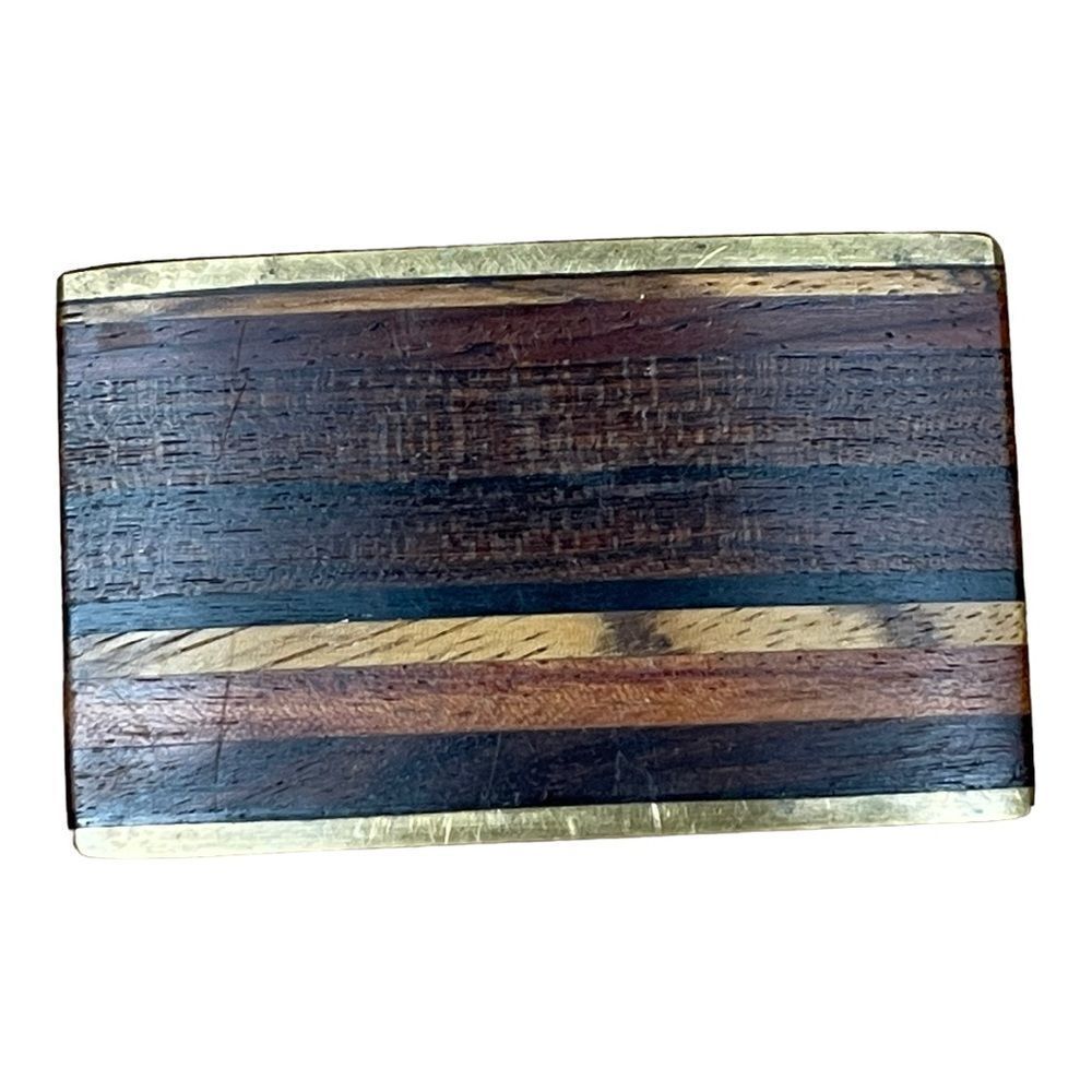 Vintage  Kenneth Reid Southwest Wood Brass Belt Buckle Bohemian Cowgirl Western